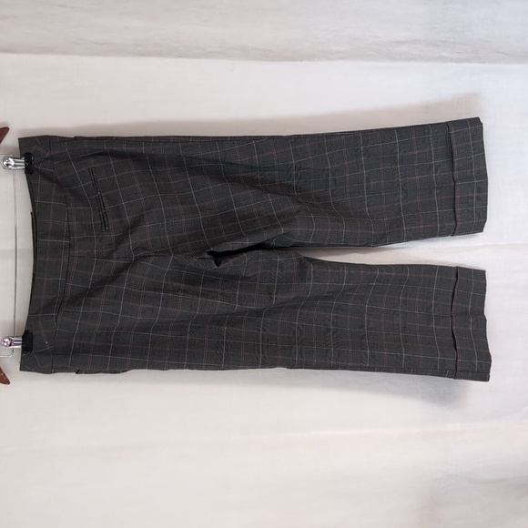 Worthington Stretch Grey Pink Plaid Straight Leg Crop Pants Size 10 - Picture 5 of 5